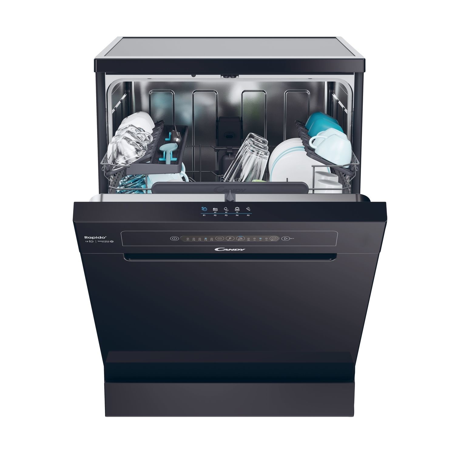 Refurbished Candy Rapido CF3C9E0B 13 Place Freestanding Dishwasher Black BuyItDirect.ie