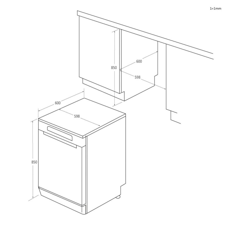 Refurbished Candy RapidO' CF3E53E0W-80 13 Place Freestanding Dishwasher