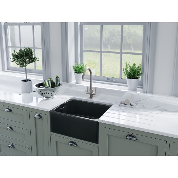 Box Opened Rangemaster Farmhouse Belfast Single Bowl Anthracite Grey Ceramic Kitchen Sink
