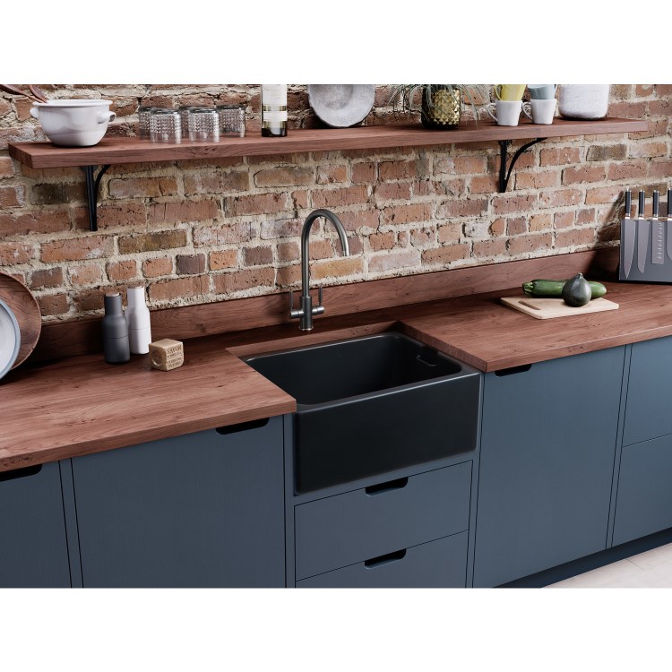 Box Opened Rangemaster Farmhouse Belfast Single Bowl Anthracite Grey Ceramic Kitchen Sink