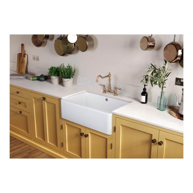 Rangemaster Farmhouse Single Bowl Belfast White Ceramic Kitchen Sink