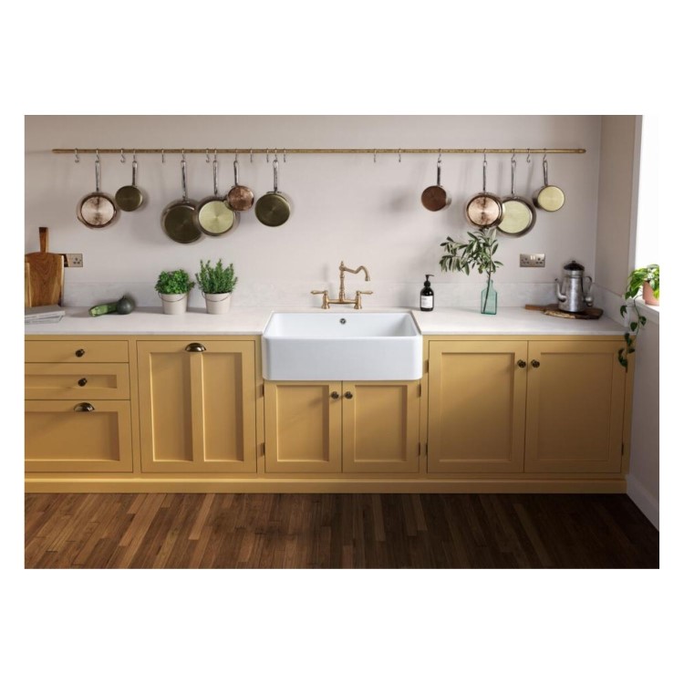 Rangemaster Farmhouse Single Bowl Belfast White Ceramic Kitchen Sink