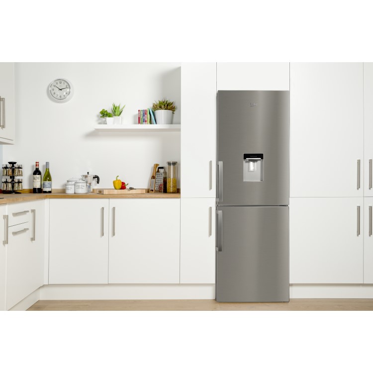 Refurbished Beko CFP1675DX Freestanding 303 Litre 60/40 Fridge Freezer Stainless Steel