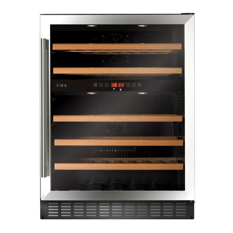 Refurbished CDA FWC604SS 46 Bottle Freestanding Under Counter Wine Cooler Dual Zone 60cm Wide 82cm Tall - Stainless Steel