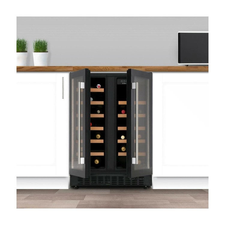 Refurbished CDA FWC624BL Freestanding 40 Bottle Dual Zone Under Counter Wine Cooler Black