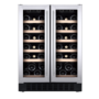 CDA 40 Bottle Freestanding Under Counter Wine Cooler Dual Zone 60cm Wide 82cm Tall - Stainless Steel