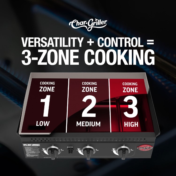 Char-Griller 3 Burner Flat Iron Gas Griddle