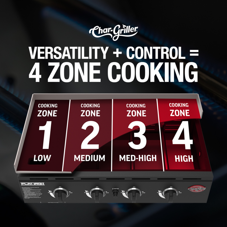 Char-Griller 4 Burner Flat Iron Premium Gas Griddle