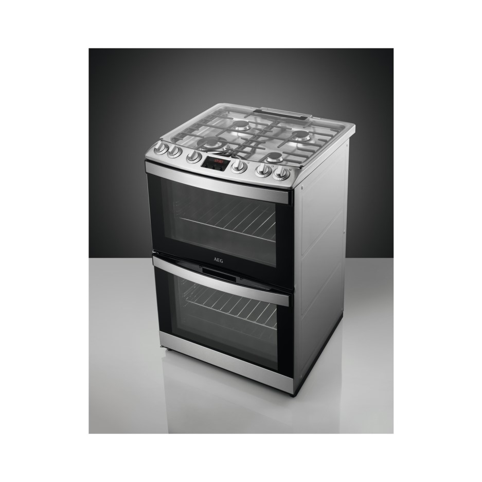 60cm double oven gas cooker with lid
