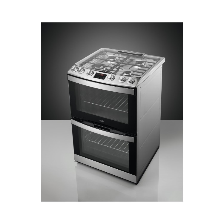 AEG 60cm Gas Cooker with Lid - Stainless Steel