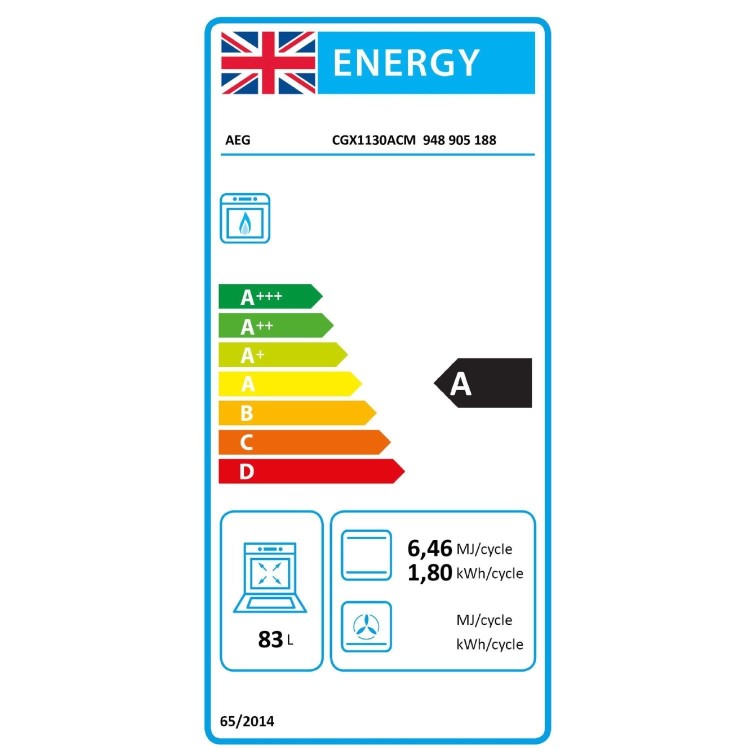 Refurbished AEG CGX1130ACM 55cm Gas Cooker with Lid Stainless Steel