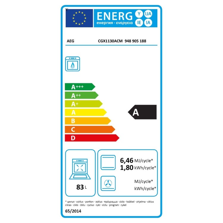 Refurbished AEG CGX1130ACM 55cm Gas Cooker with Lid Stainless Steel
