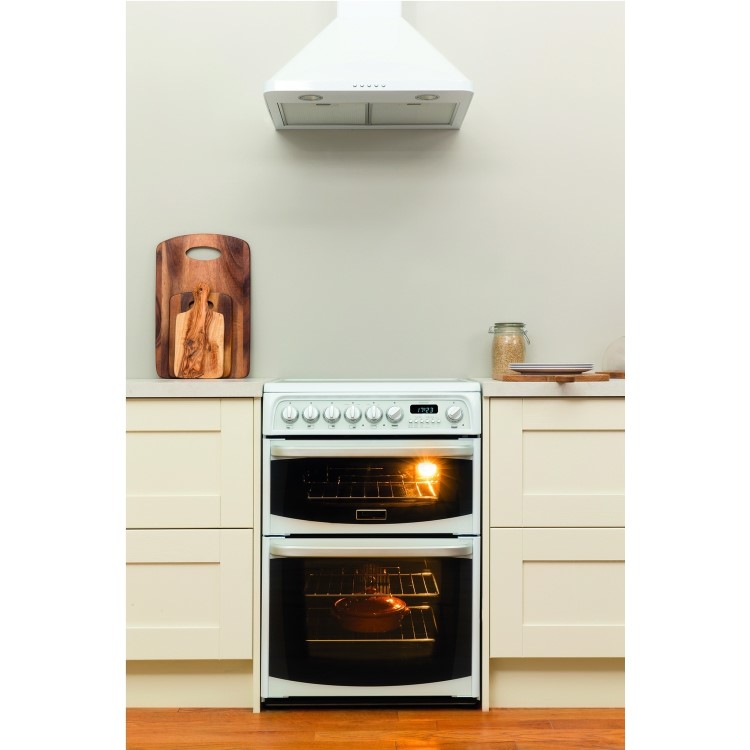 Hotpoint CH60EKW Kendal Double Oven 60cm Electric Cooker with Ceramic Hob - White