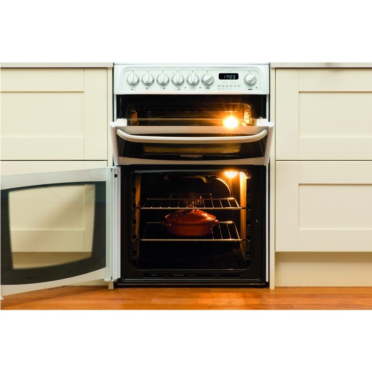 Hotpoint CH60EKW Kendal Double Oven 60cm Electric Cooker with Ceramic Hob - White