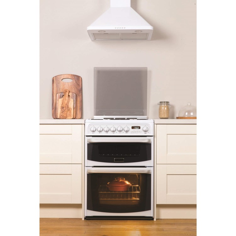 Refurbished Hotpoint CH60GCIW Carrick 60cm Gas Cooker with Double Oven White