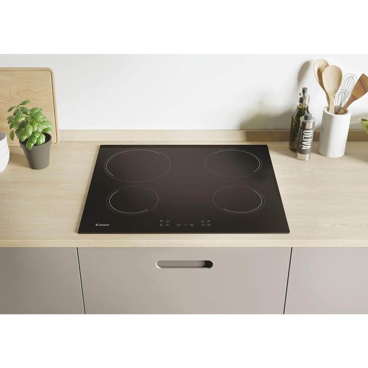 Refurbished Candy CH64CCB 60cm 4 Zone Ceramic Hob Black
