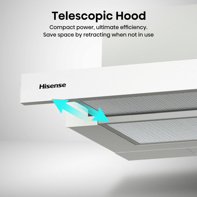Hisense 60cm Telescopic Canopy Cooker Hood - Stainless Steel