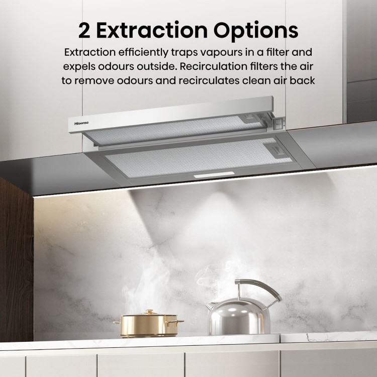 Hisense 60cm Telescopic Canopy Cooker Hood - Stainless Steel