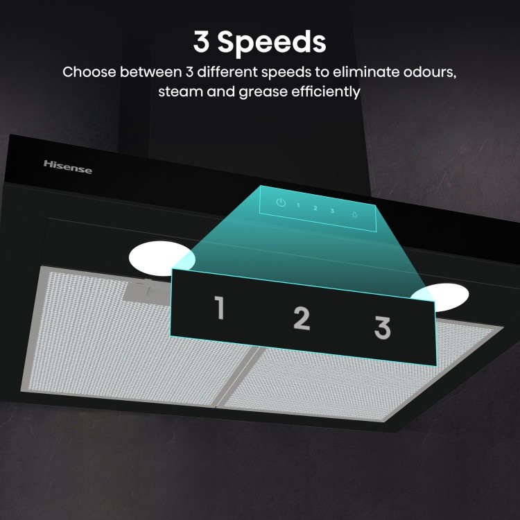 Hisense 60cm Chimney Cooker Hood - Black