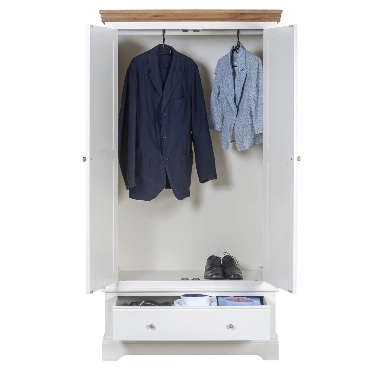 Charleston Two Tone Wardrobe in Solid Oak and Painted Cream