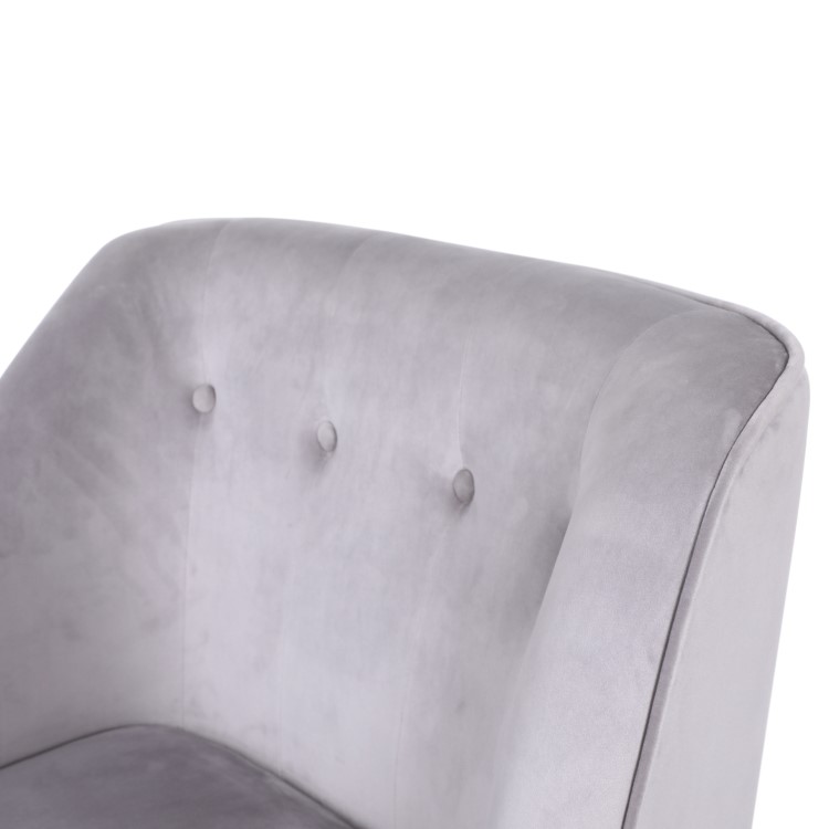 Mid-Century Modern Small Chaise Lounge in Light Grey Velvet - Cheska
