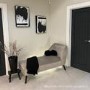 Mid-Century Modern Small Chaise Lounge in Light Grey Velvet - Cheska