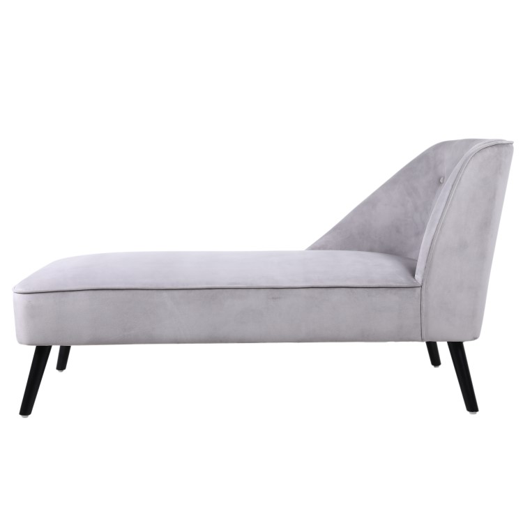 Mid-Century Modern Small Chaise Lounge in Light Grey Velvet - Cheska