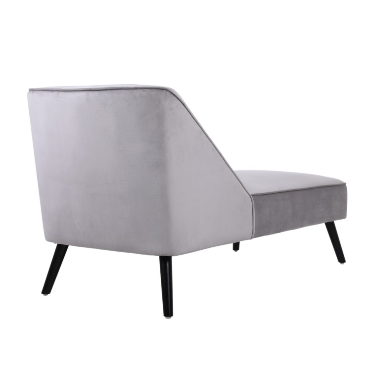 Mid-Century Modern Small Chaise Lounge in Light Grey Velvet - Cheska