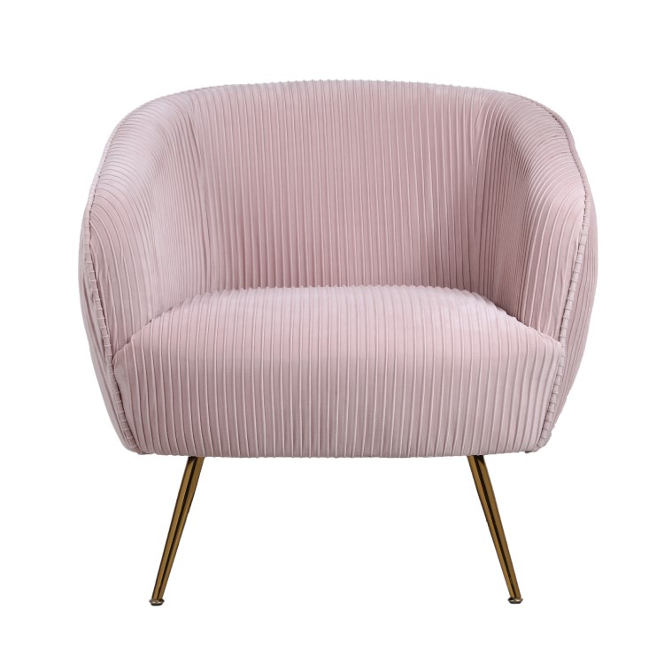 Pink Velvet Accent Chair with Gold Legs - Cheska 
