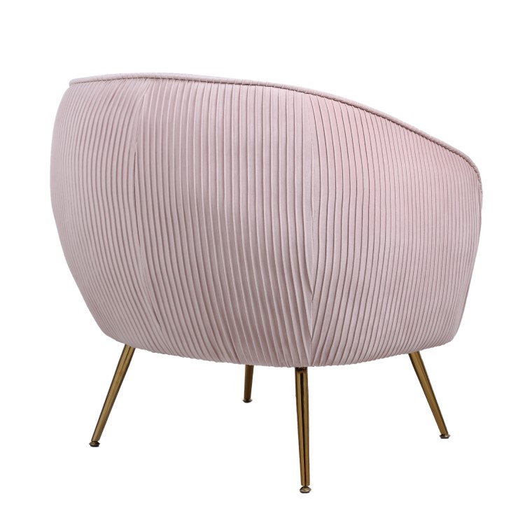 Pink Velvet Accent Chair with Gold Legs - Cheska 
