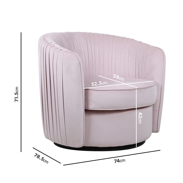 Swivel Accent Chair in Blush Pink Velvet - Cheska