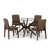 Round Glass Top Dining Table with Walnut Legs - Chelsea