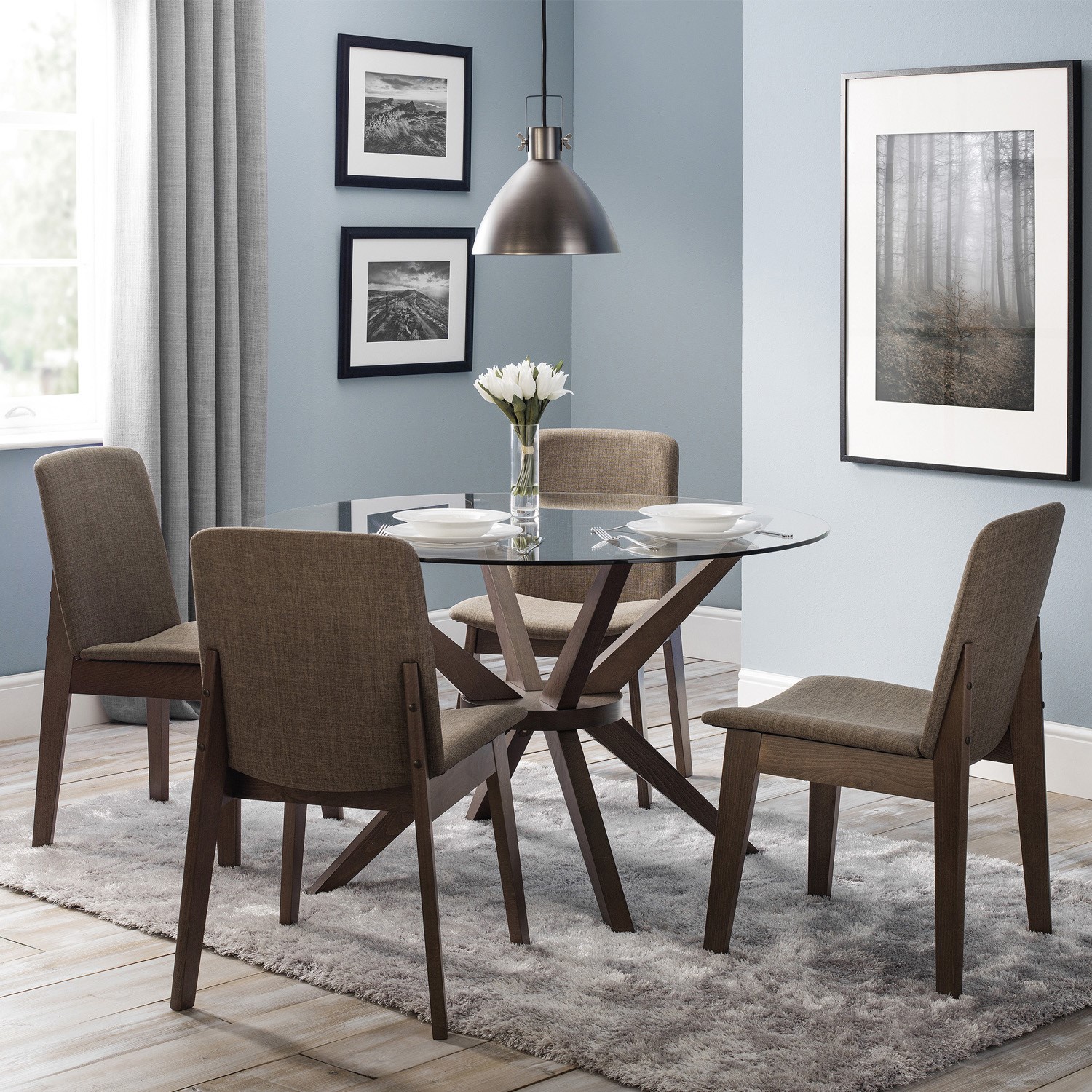 Julian bowen round on sale glass dining table