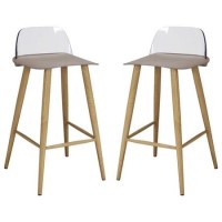 LPD Chelsea Pair of Bar Stools in Stone