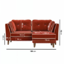 Burnt Orange Velvet Piped 3 Seater Chaise Corner Sofa - Cohen