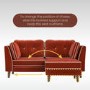 Burnt Orange Velvet Piped 3 Seater Chaise Corner Sofa - Cohen