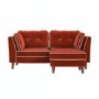 Burnt Orange Velvet Piped 3 Seater Chaise Corner Sofa - Cohen