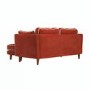 Burnt Orange Velvet Piped 3 Seater Chaise Corner Sofa - Cohen