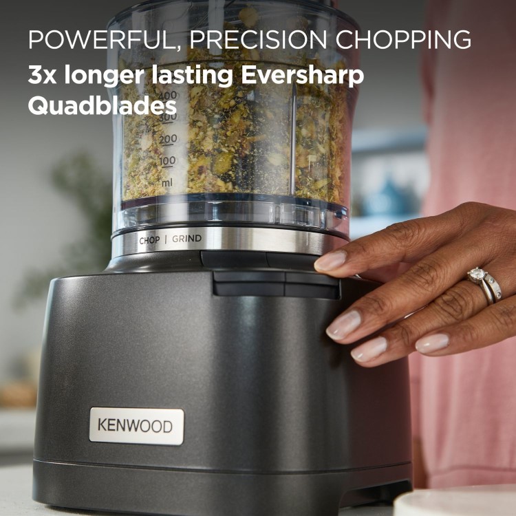 Kenwood CHP80.000BK Duo Prep 2-in-1 Electric Food Chopper & Grinder – 800W Mini Food Processor with QuadBlade Spice & Coffee Grinder Black