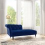 Navy Blue Velvet Chesterfield Chaise Longue Chair - Christiana