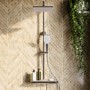 ONLY OPENED - Chrome Thermostatic Mixer Shower Set with Push Button & Shelf - Mika