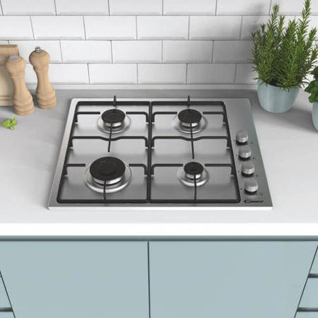 Candy 60cm 4 Burner Gas Hob - Stainless Steel