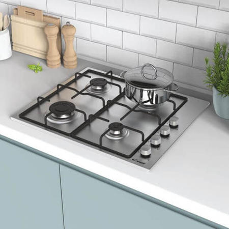 Candy 60cm 4 Burner Gas Hob - Stainless Steel
