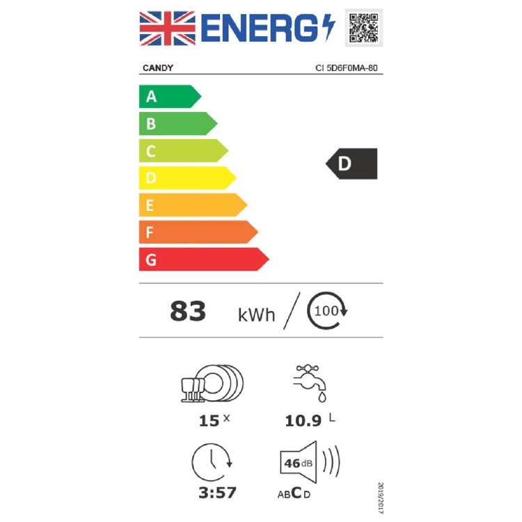 Refurbished 15 Place Fully Integrated Dishwasher, Smart Wi-Fi, delay timer, auto door, silver control panel, D rated