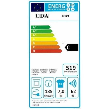 CDA CI921 7kg Integrated Vented Tumble Dryer - White