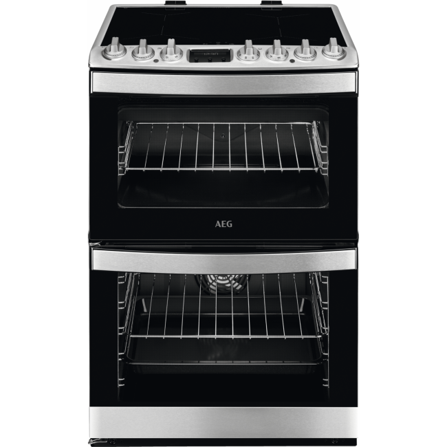 AEG 60cm Double Multifunction Oven Electric Cooker with Induction Hob - Stainless Steel