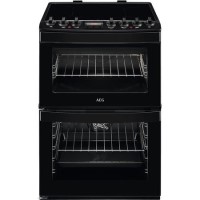 AEG 60cm Electric Double Oven Cooker with Induction Hob - Black
