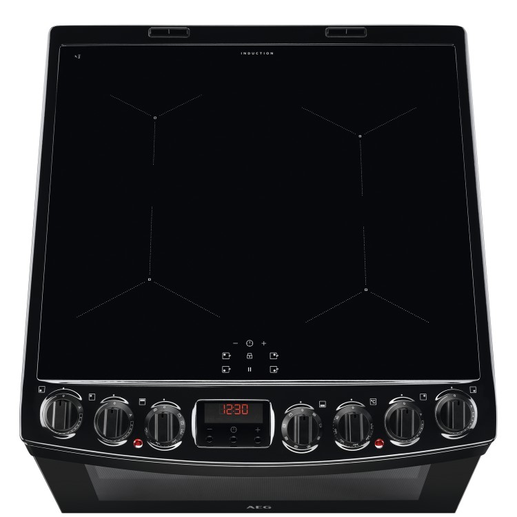 AEG 60cm Electric Double Oven Cooker with Induction Hob - Black