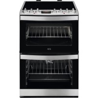 Refurbished AEG CIB6740ACM 60cm Electric Multifunction Double Oven Cooker with Induction Hob Stainless Steel
