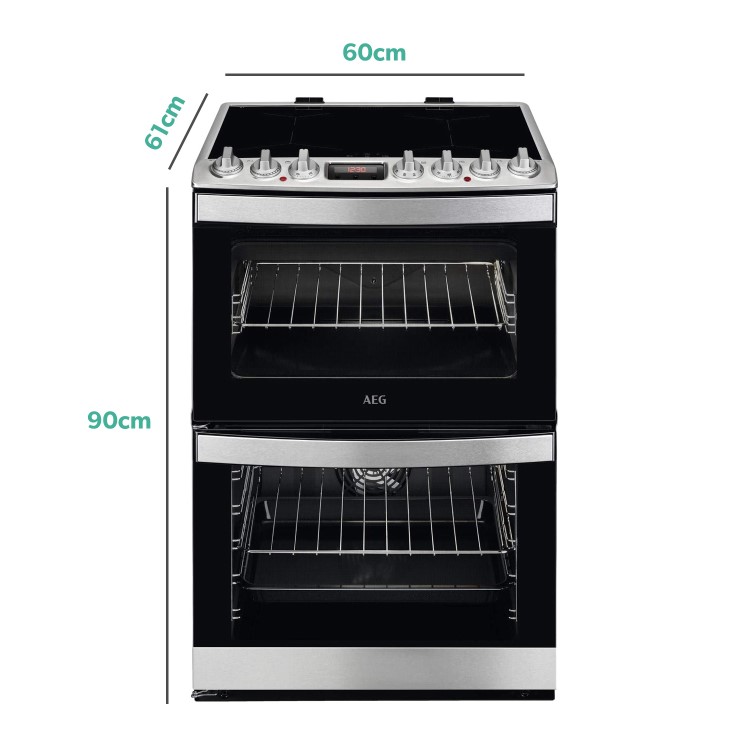 Refurbished AEG CIB6740ACM 60cm Electric Multifunction Double Oven Cooker with Induction Hob Stainless Steel